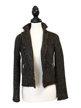Club Monaco Textured Black & Brown Blazer Jacket (00)